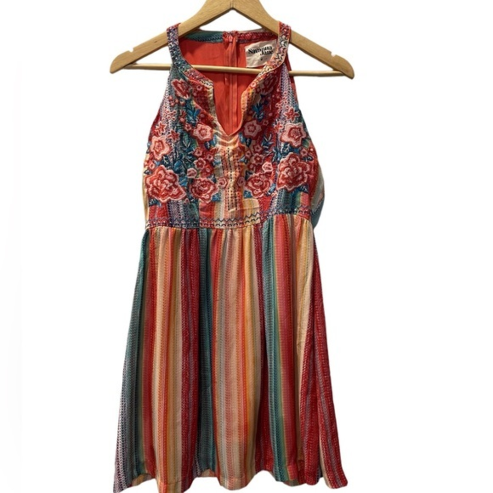 Savannah Jane‎ Colorful Embroidered BOHO Sleeveless Dress Size Medium